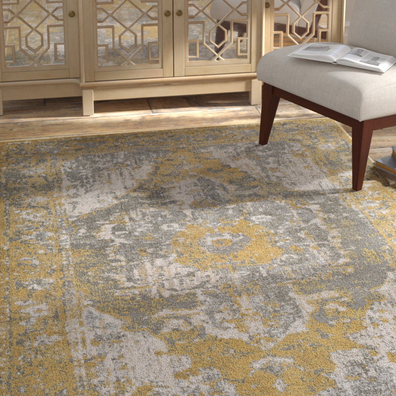 Bungalow Rose Eaglin Yellow/Gray Area Rug & Reviews Wayfair